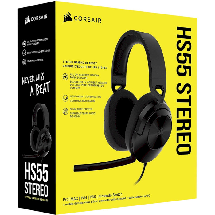 Навушники геймерскі CORSAIR HS55 Stereo Carbon (CA-9011260-EU)