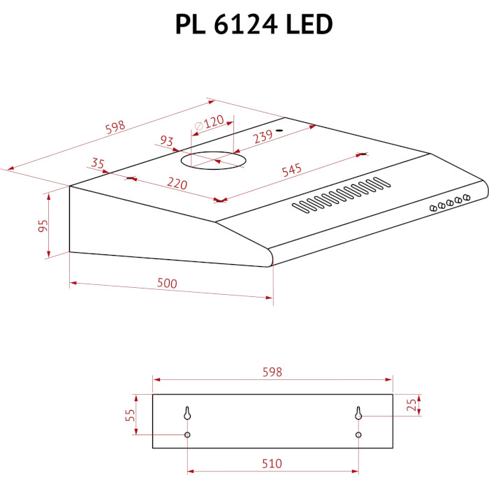 Витяжка PERFELLI PL 6124 I LED