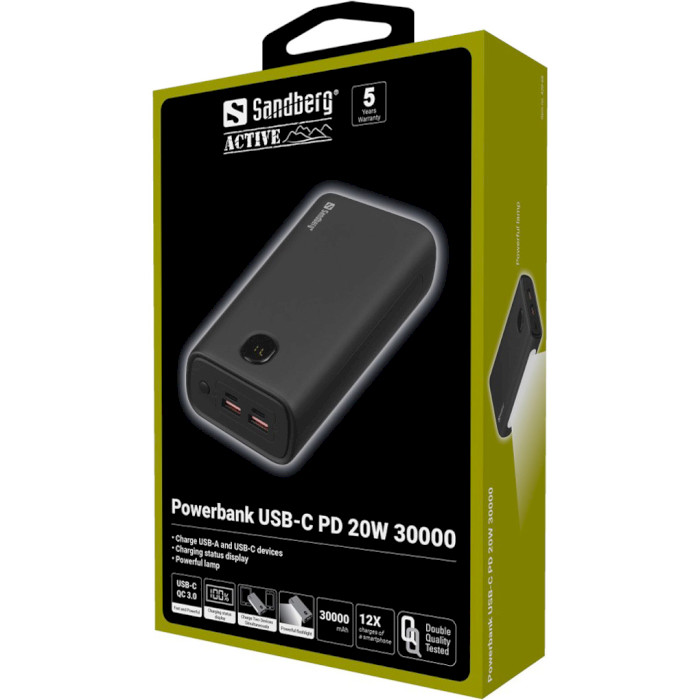 Повербанк SANDBERG Powerbank USB-C PD 20W 30000mAh (420-68)