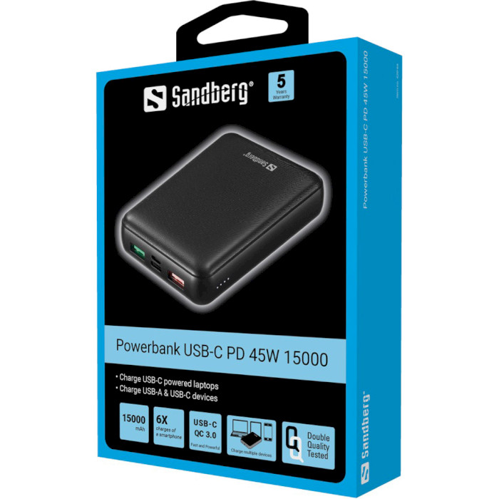 Повербанк SANDBERG Powerbank USB-C PD 45W 15000mAh (420-66)