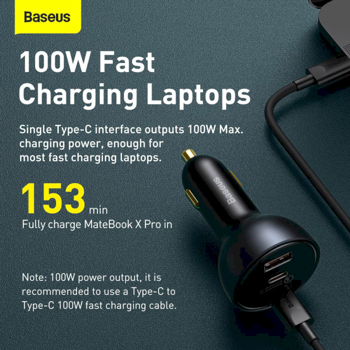 Автомобільний зарядний пристрій BASEUS QC5 Fast Charge C+C+U 160W Set Gray w/Type-C to Type-C cable (TZCCZM-0G)