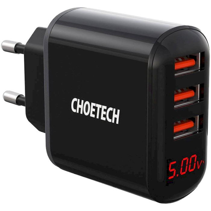 Зарядний пристрій CHOETECH Q5009 3xUSB 3.4A Wall Charger Black