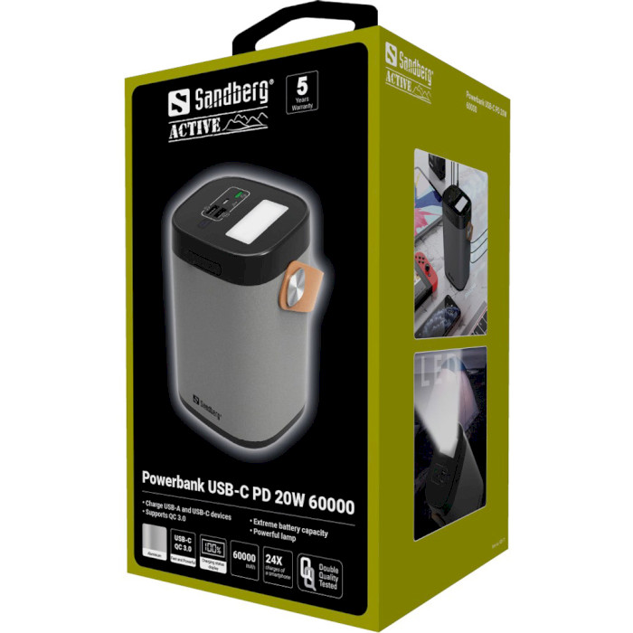 Повербанк SANDBERG Powerbank USB-C PD 20W 60000mAh (420-71)