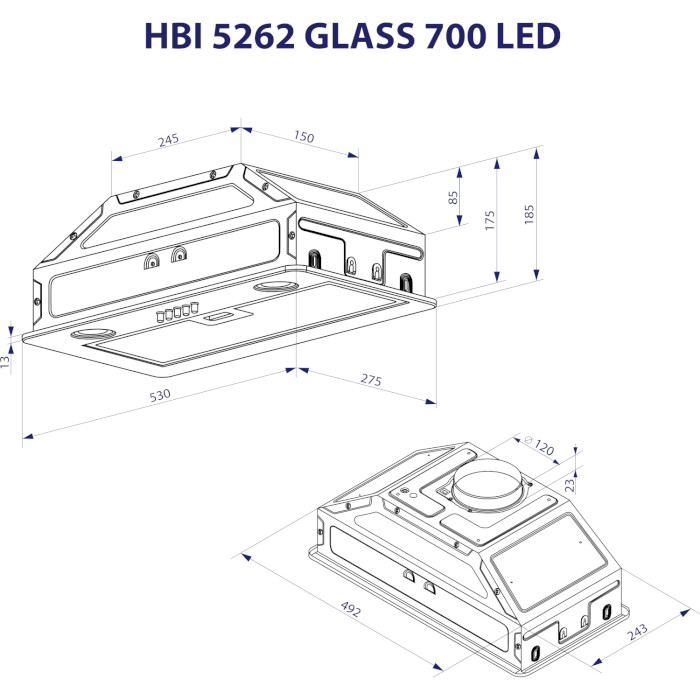Вытяжка MINOLA HBI 5262 BL GLASS 700 LED