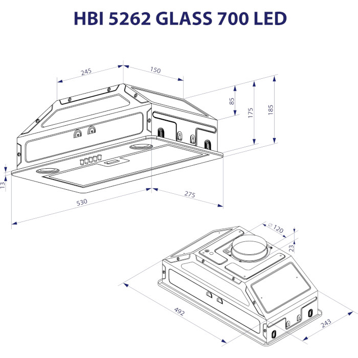 Вытяжка MINOLA HBI 5262 GR GLASS 700 LED