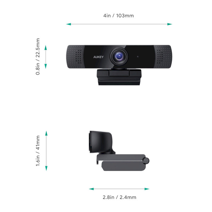 Веб-камера AUKEY 1080p FHD Webcam Live Streaming Camera w/Stereo Mic (PC-LM1E)
