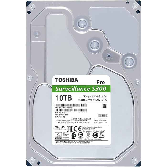 Жёсткий диск 3.5" TOSHIBA Surveillance S300 10TB SATA/256MB (HDWT31AUZSVA)