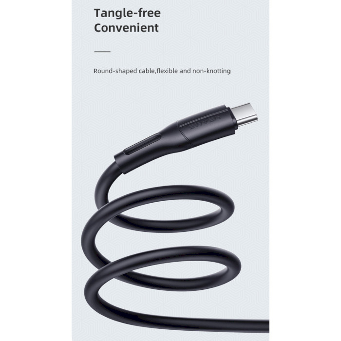 Кабель USAMS US-SJ501 U68 Type-C Charging & Data Cable 1м Black (SJ501USB01)