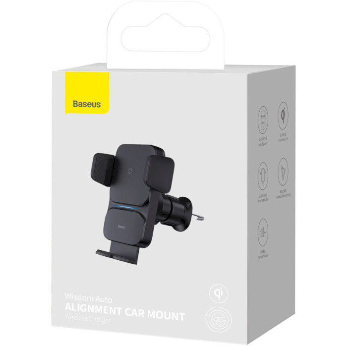 Автотримач для смартфона з бездротовою зарядкою BASEUS Wisdom Auto Aligment Car Mount Wireless Charger (CGZX000001)