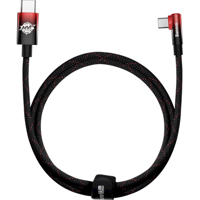 Кабель BASEUS MVP 2 Elbow-shaped Fast Charging Data Cable Type-C to Type-C 100W 1м Black/Red (CAVP000620)