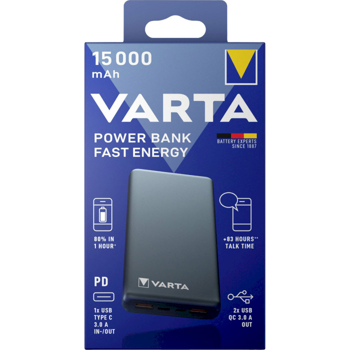 Повербанк VARTA Fast Energy 15000mAh Gray (57982101111)