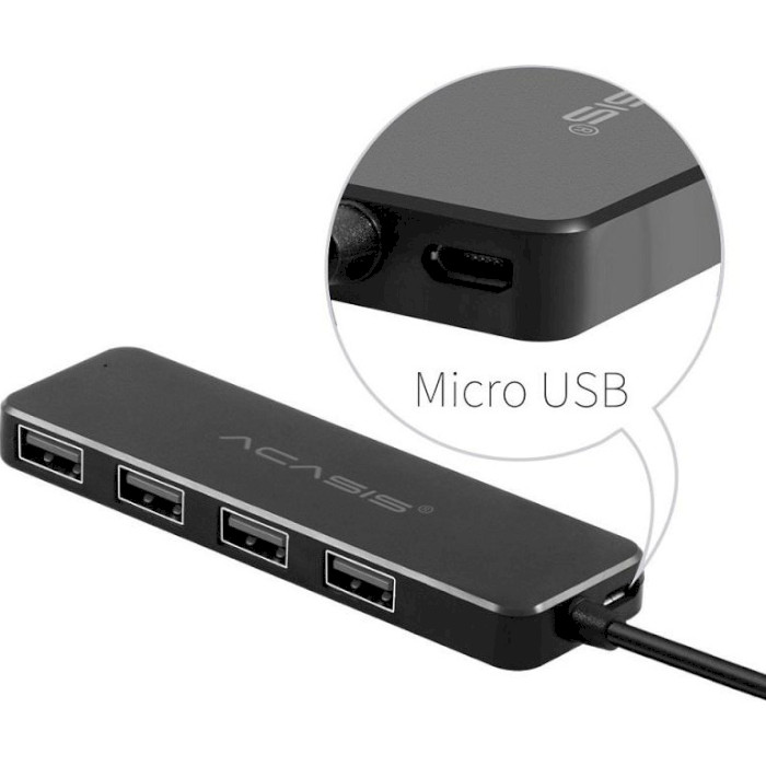 USB-хаб ACASIS AB2-L412 USB-A to 4xUSB-A2.0 Black (AB2-L412 BLACK)