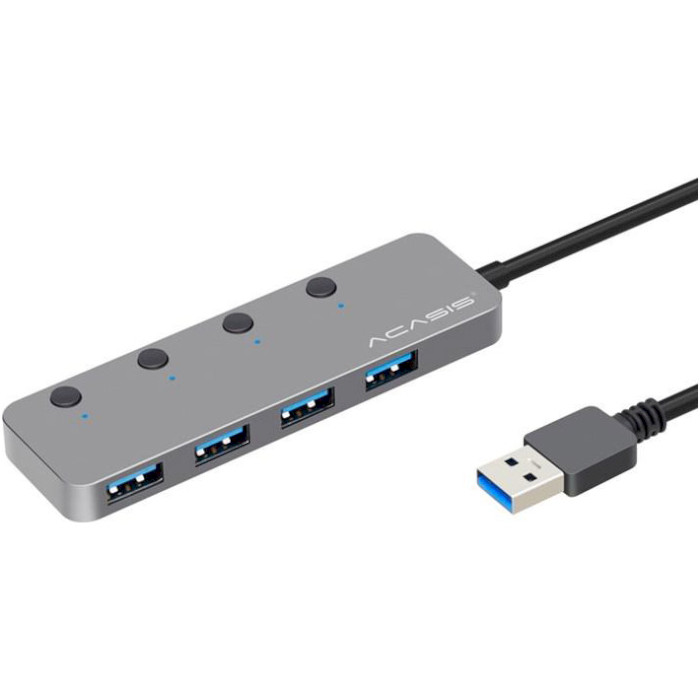 USB хаб з вимикачами ACASIS HS-080S 4-Port Silver