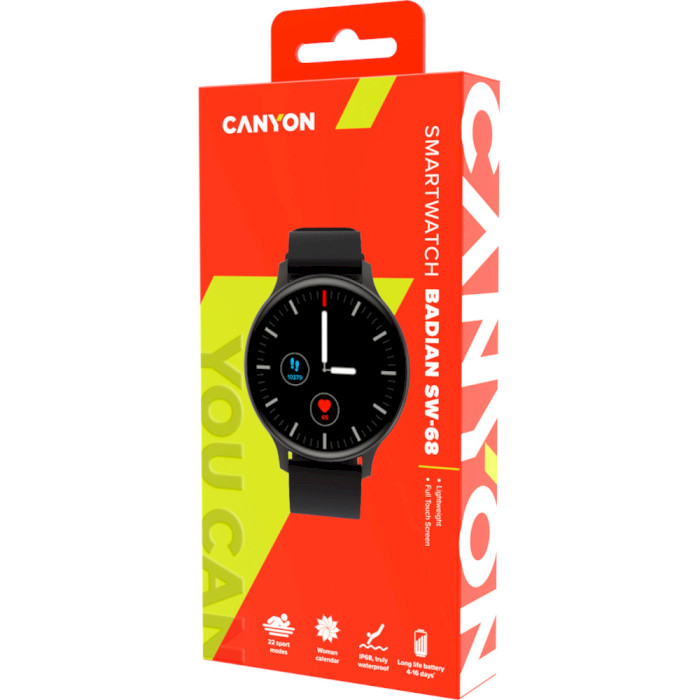 Смарт-часы CANYON SW-68 Badian Black (CNS-SW68BB)