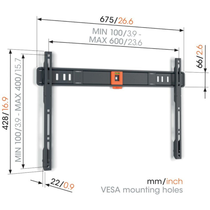 Кріплення настінне для ТВ VOGELS TVM 1603 Fixed TV Wall Mount 40"-100" Black (1816030)