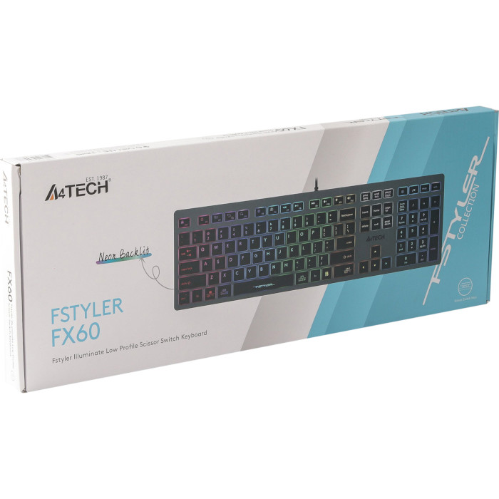Клавіатура A4TECH Fstyler FX60 USB Neon backlit Gray