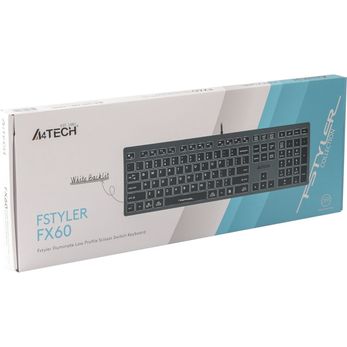 Клавиатура A4TECH Fstyler FX60 USB White backlit Gray