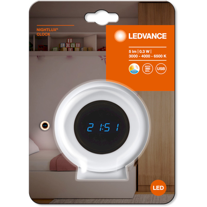 Нічник LEDVANCE NightLux Clock (4058075757721)