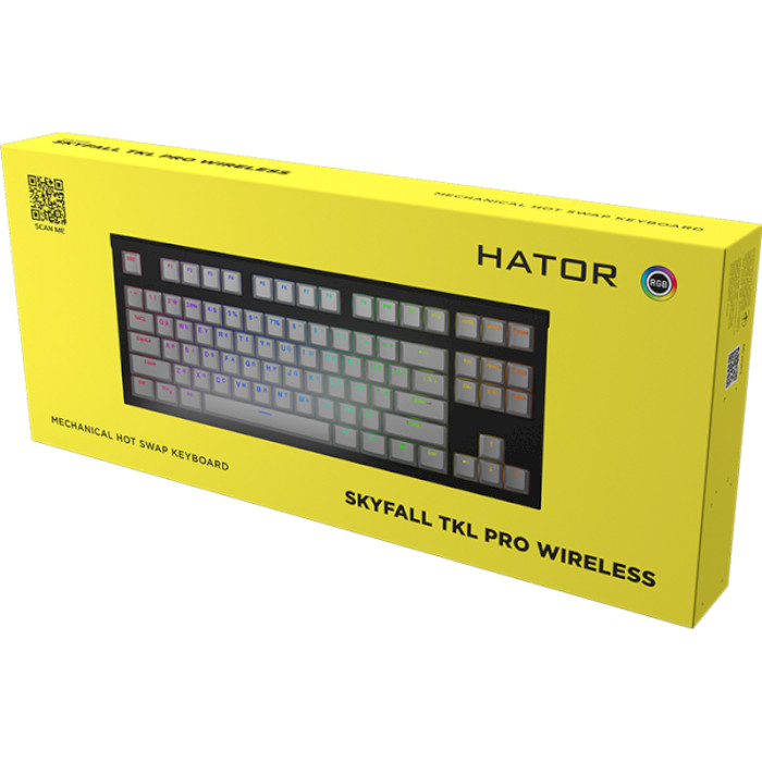 Клавіатура бездротова HATOR Skyfall TKL Pro Wireless White (HTK-664)