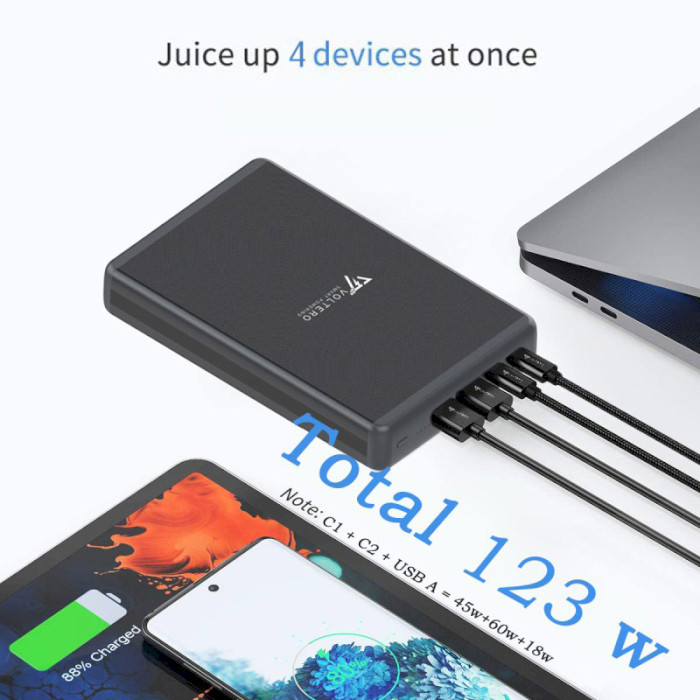 Повербанк VOLTERO S50 2xUSB-C, 2xUSB-A, PD100W, QC3.0 50000mAh (8720828063200)