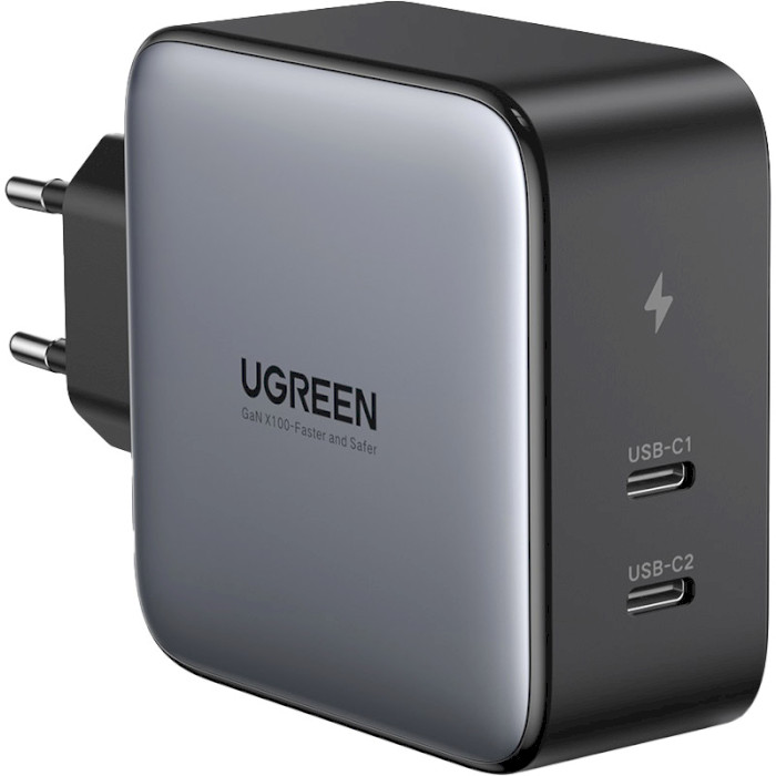 Зарядний пристрій UGREEN CD254 100W GaN 2xUSB-C PD3.0 Wall Charger Black (50327)