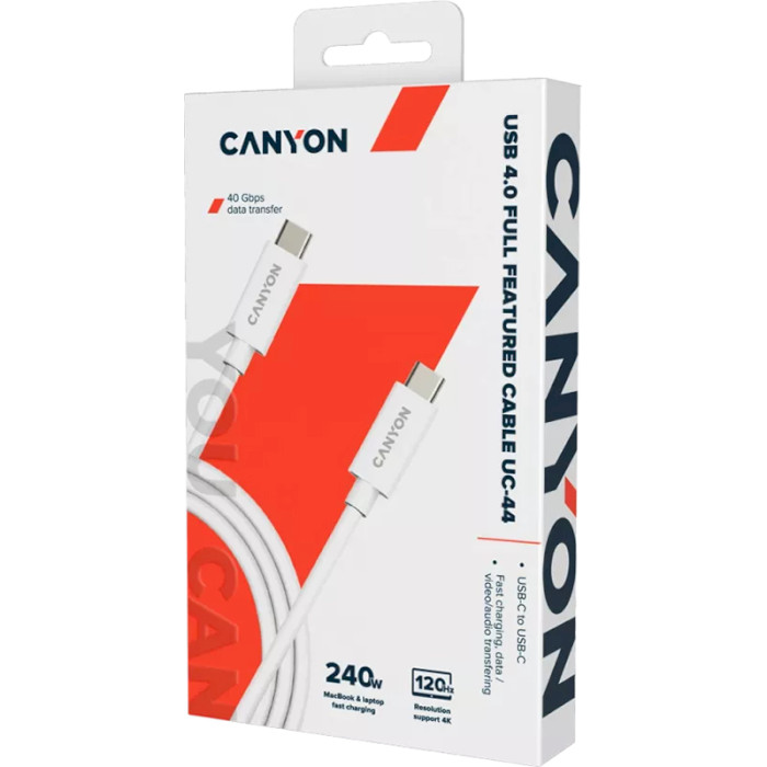 Кабель CANYON Full Featured Cable 5A 240W 1м White (CNS-USBC44W)