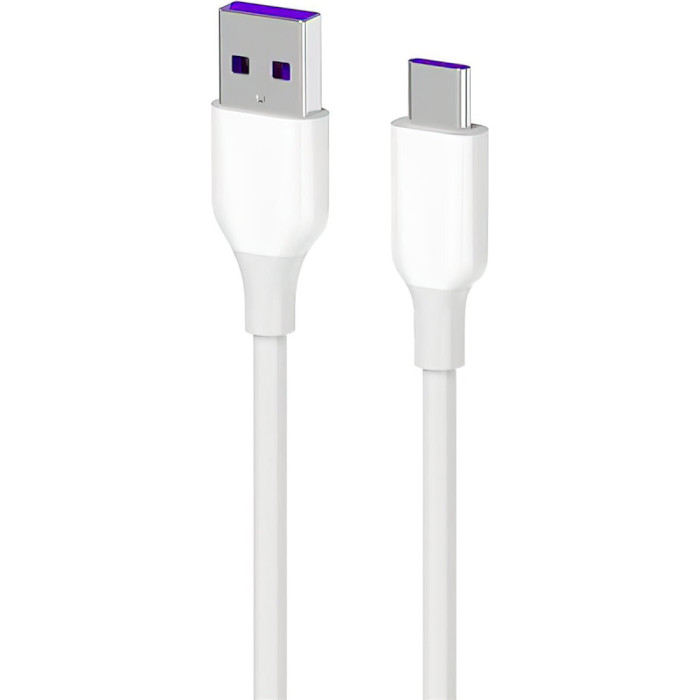 Кабель 2E USB2.0 AM/Type-C Glow 1м White (2E-CCAC-WH)