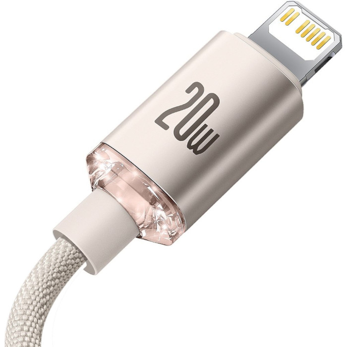 Кабель BASEUS Crystal Shine Series Fast Charging Data Cable Type-C to iP 20W 1.2м Pink (CAJY001304)