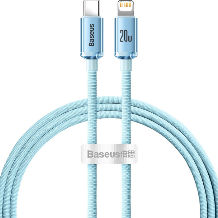 Кабель BASEUS Crystal Shine Series Fast Charging Data Cable Type-C to iP 20W 1.2м Sky Blue (CAJY001303)