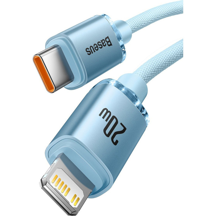 Кабель BASEUS Crystal Shine Series Fast Charging Data Cable Type-C to iP 20W 1.2м Sky Blue (CAJY001303)