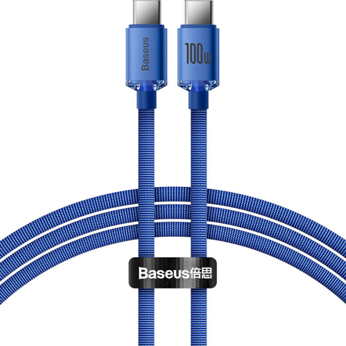 Кабель BASEUS Crystal Shine Series Fast Charging Data Cable Type-C to Type-C 100W 1.2м Blue (CAJY000603)