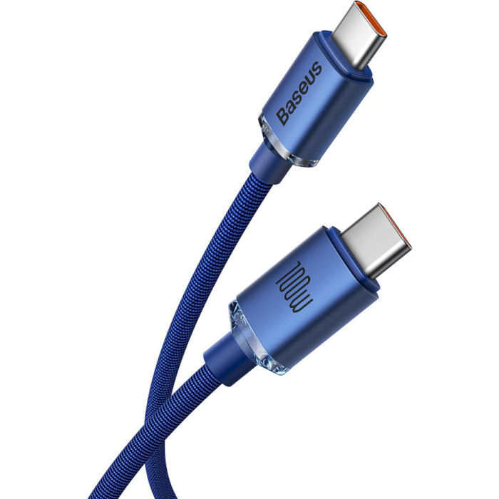 Кабель BASEUS Crystal Shine Series Fast Charging Data Cable Type-C to Type-C 100W 1.2м Blue (CAJY000603)