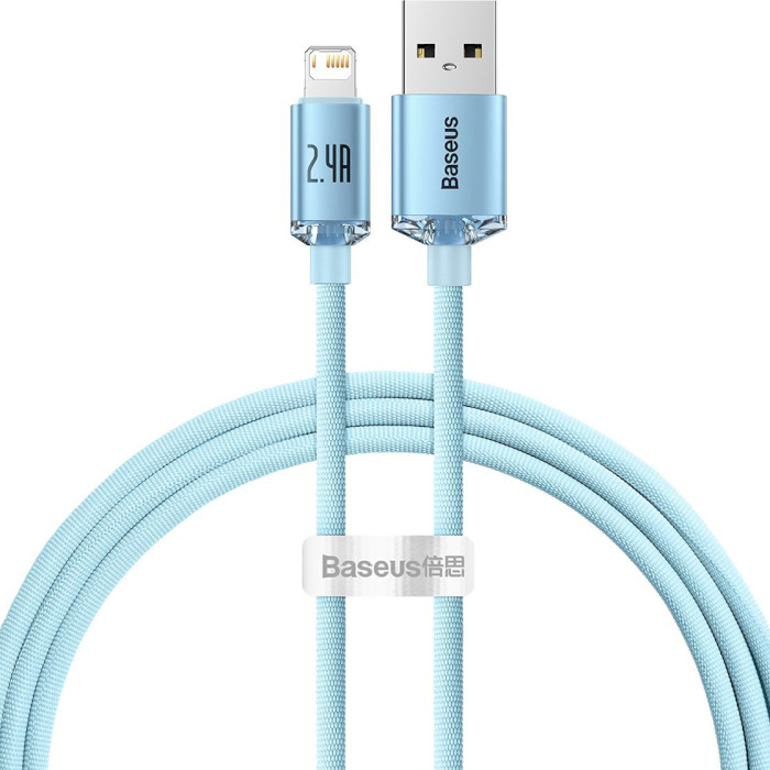 Кабель BASEUS Crystal Shine Series Fast Charging Data Cable USB to iP 2.4A 1.2м Sky Blue (CAJY001103)