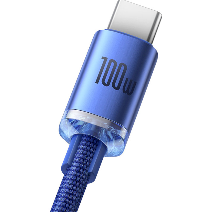 Кабель BASEUS Crystal Shine Series Fast Charging Data Cable USB to Type-C 100W 1.2м Blue (CAJY000403)