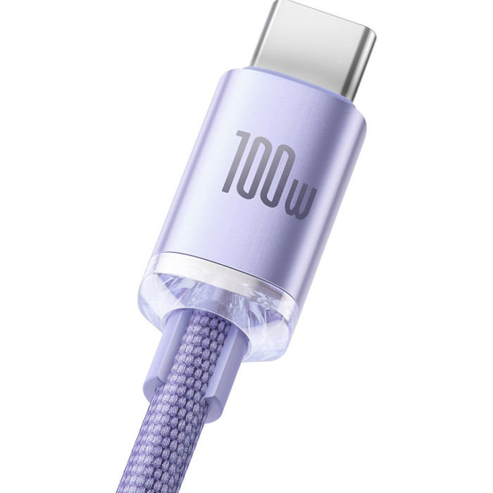 Кабель BASEUS Crystal Shine Series Fast Charging Data Cable USB to Type-C 100W 1.2м Purple (CAJY000405)