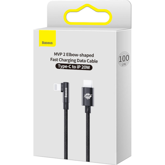 Кабель BASEUS MVP 2 Elbow-shaped Fast Charging Data Cable Type-C to iP 20W 1м Black (CAVP000201)