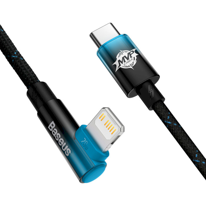 Кабель BASEUS MVP 2 Elbow-shaped Fast Charging Data Cable Type-C to iP 20W 1м Black/Blue (CAVP000221)