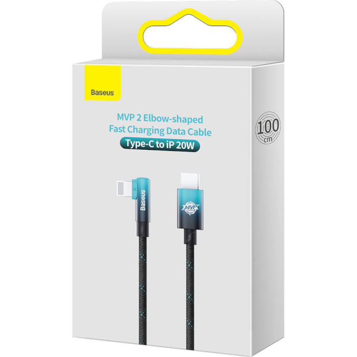 Кабель BASEUS MVP 2 Elbow-shaped Fast Charging Data Cable Type-C to iP 20W 1м Black/Blue (CAVP000221)