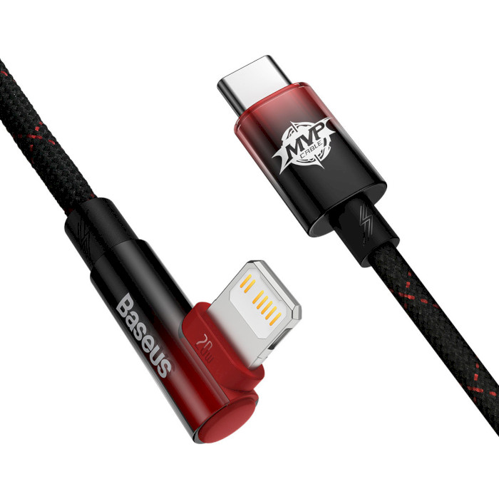 Кабель BASEUS MVP 2 Elbow-shaped Fast Charging Data Cable Type-C to iP 20W 1м Black/Red (CAVP000220)