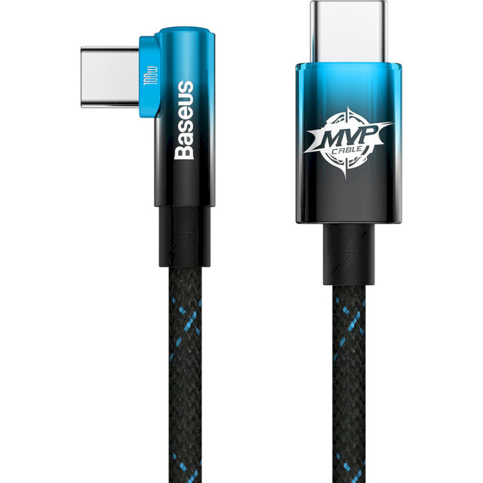 Кабель BASEUS MVP 2 Elbow-shaped Fast Charging Data Cable Type-C to Type-C 100W 2м Black/Blue (CAVP000721)