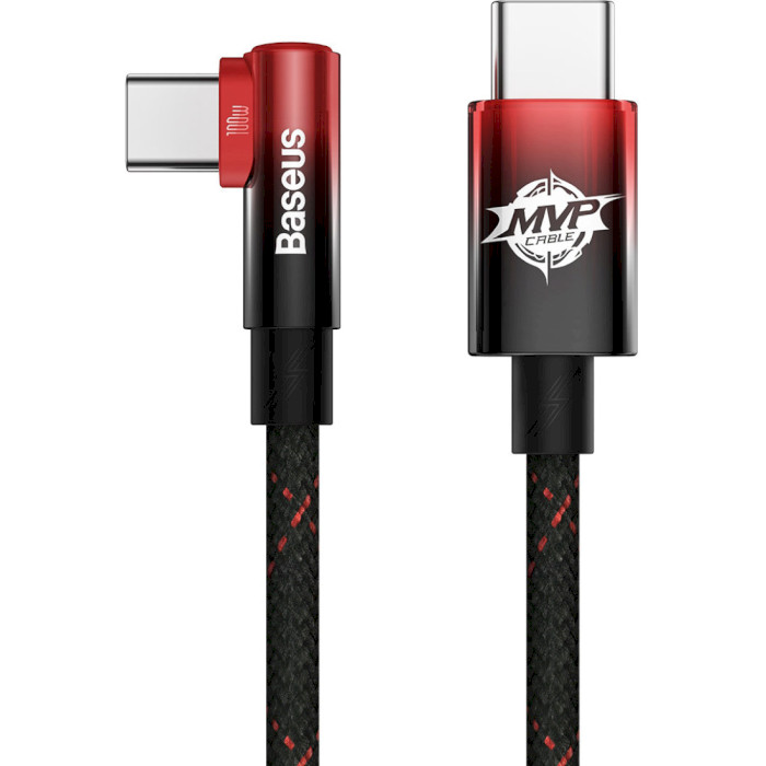 Кабель BASEUS MVP 2 Elbow-shaped Fast Charging Data Cable Type-C to Type-C 100W 2м Black/Red (CAVP000720)