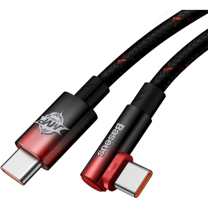 Кабель BASEUS MVP 2 Elbow-shaped Fast Charging Data Cable Type-C to Type-C 100W 2м Black/Red (CAVP000720)