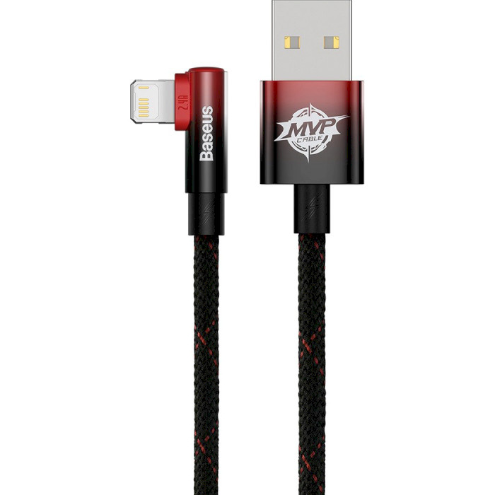 Кабель BASEUS MVP 2 Elbow-shaped Fast Charging Data Cable USB to iP 2.4A 1м Black/Red (CAVP000020)