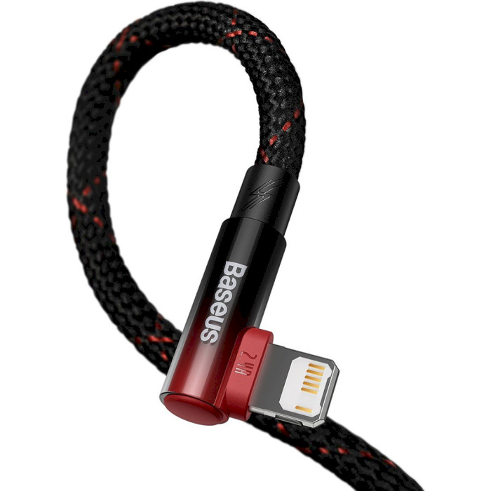 Кабель BASEUS MVP 2 Elbow-shaped Fast Charging Data Cable USB to iP 2.4A 1м Black/Red (CAVP000020)