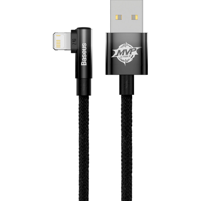 Кабель BASEUS MVP 2 Elbow-shaped Fast Charging Data Cable USB to iP 2.4A 2м Black (CAVP000101)