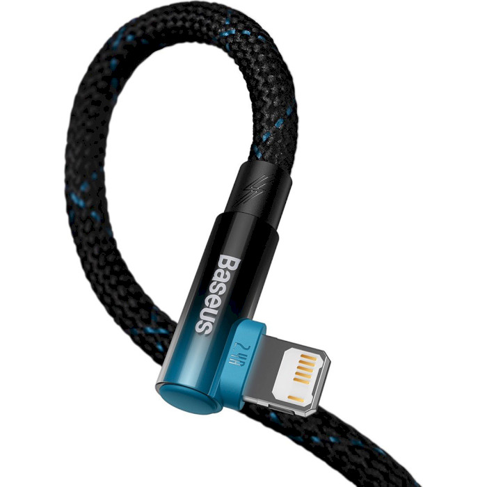 Кабель BASEUS MVP 2 Elbow-shaped Fast Charging Data Cable USB to iP 2.4A 2м Black/Blue (CAVP000121)