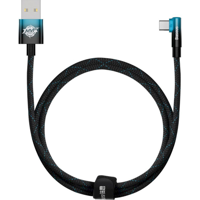 Кабель BASEUS MVP 2 Elbow-shaped Fast Charging Data Cable USB to Type-C 100W 1м Black/Blue (CAVP000421)