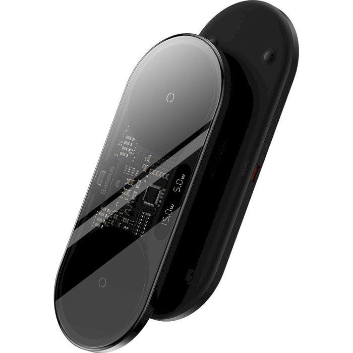 Бездротовий зарядний пристрій BASEUS Digital LED Display 2-in-1 Wireless Charger Black (WXSX010101)