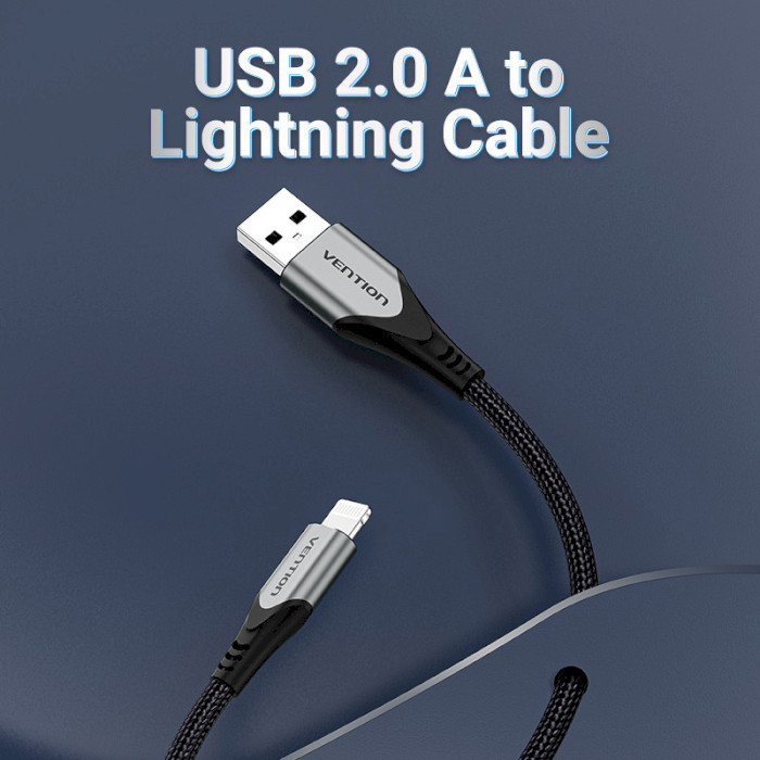 Кабель VENTION USB AM/Lightning 2.4A 1.5м Gray (LABHG)