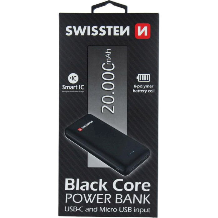 Повербанк SWISSTEN Bank Core 1xUSB-C, 2xUSB-A 20000mAh (22013928)